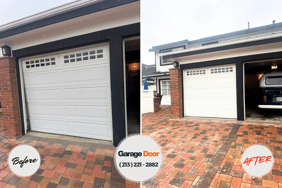 Before and after: garage door repair Miles, TX